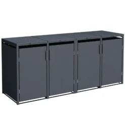 Mülltonnenbox 4x 240 Liter Stahl verzinkt anthrazit