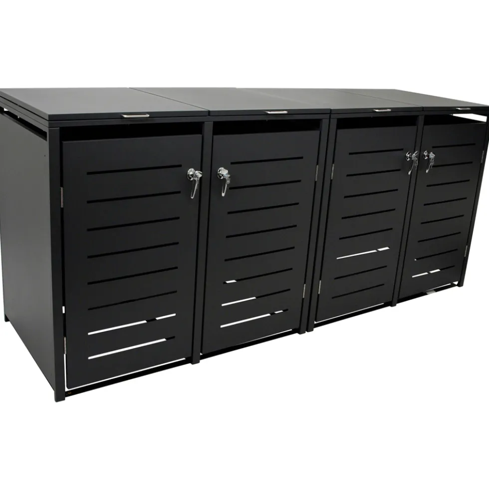 Mülltonnenbox 4x 240 Liter, Stahl verzinkt, anthrazit