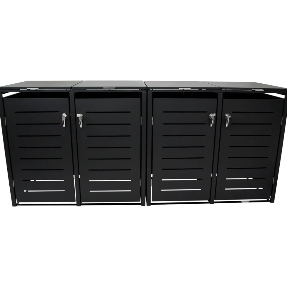Mülltonnenbox 4x 240 Liter, Stahl verzinkt, anthrazit