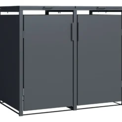 Mülltonnenbox 2x 240 Liter Stahl verzinkt anthrazit