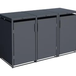 Mülltonnenbox 3x 240 Liter Stahl verzinkt anthrazit