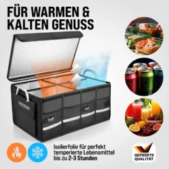 monzana® Kofferraumtasche schwarz 60 x 35 x 30 cm, isoliert