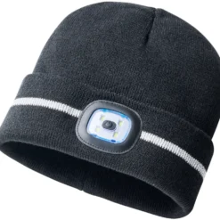 Mütze schwarz mit LED und Reflektionsstreifen