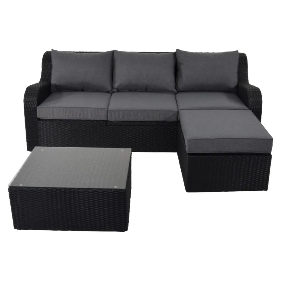 Multifunktionsbank "Pandora Black" mit Aluminiumgestell und Hockern