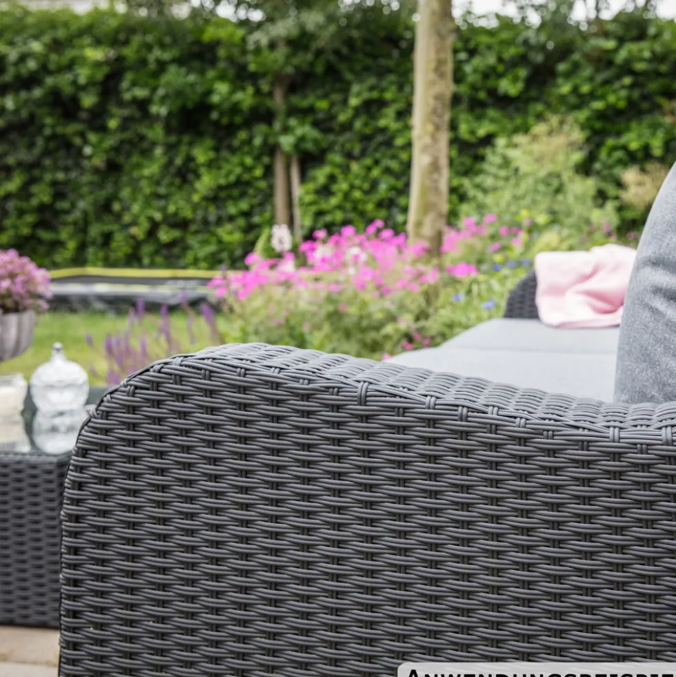 Multifunktionsbank "Pandora Black" mit Aluminiumgestell und Hockern