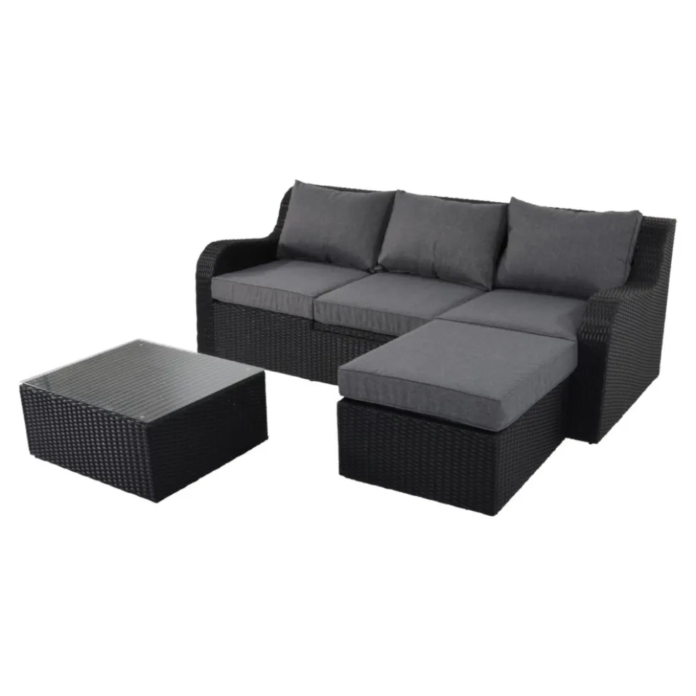 Multifunktionsbank "Pandora Black" mit Aluminiumgestell und Hockern