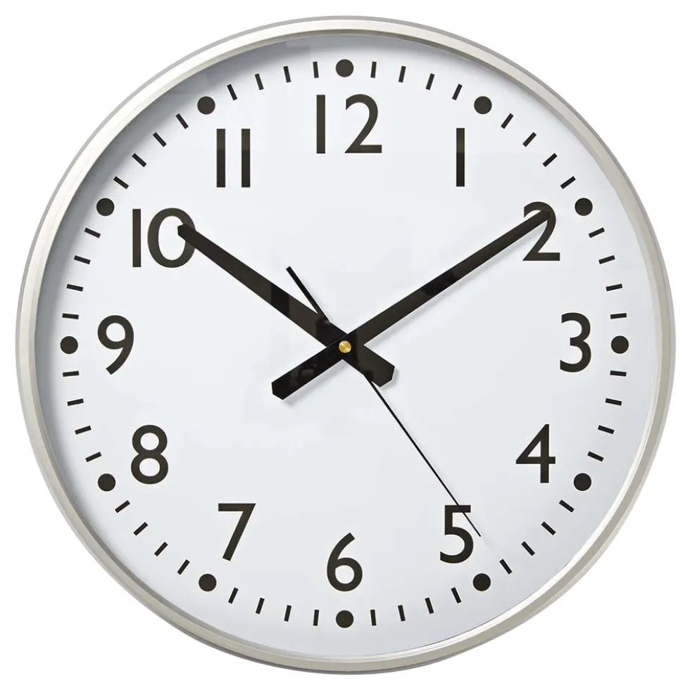 nedis Wanduhr Ø 38 cm Silber / Weiss