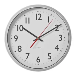 nedis Wanduhr Ø 30 cm Silber / Weiss