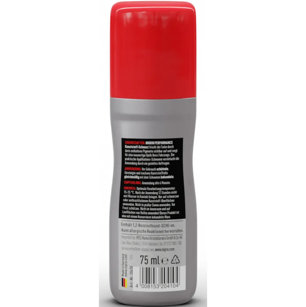 Nigrin Performance Kunststoff-Schwarz 75 ml mit Applikationsschwamm
