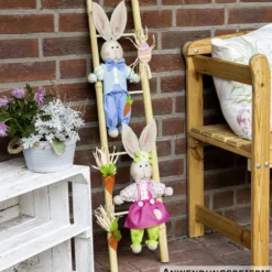 Osterhasen auf Leiter 91 cm