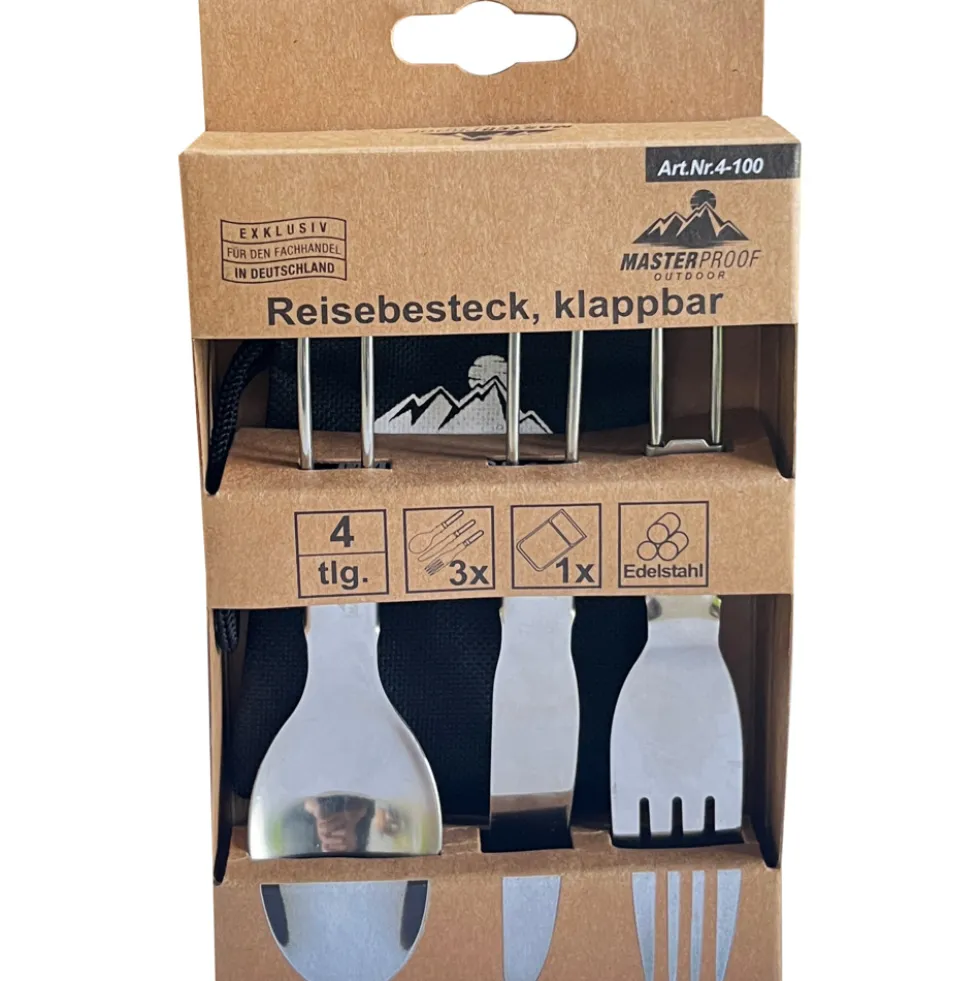 Outdoor Besteck-Set, klappbar 3-teilig mit Aufbewahrungstasche