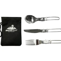 Outdoor Besteck-Set, klappbar 3-teilig mit Aufbewahrungstasche