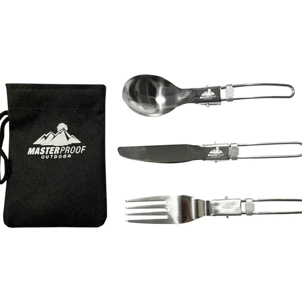 Outdoor Besteck-Set, klappbar 3-teilig mit Aufbewahrungstasche
