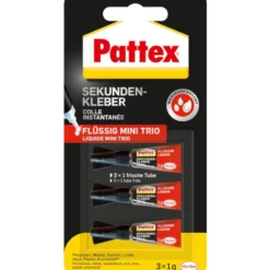 Pattex® Sekundenkleber Mini Trio flüssig 3 x 1 g
