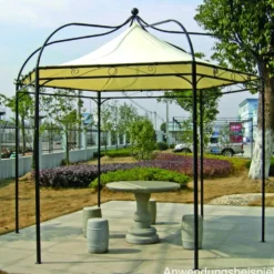 Pavillon Modena 320 x 300 cm, 6-eckig, Stahlgestell, Ecru
