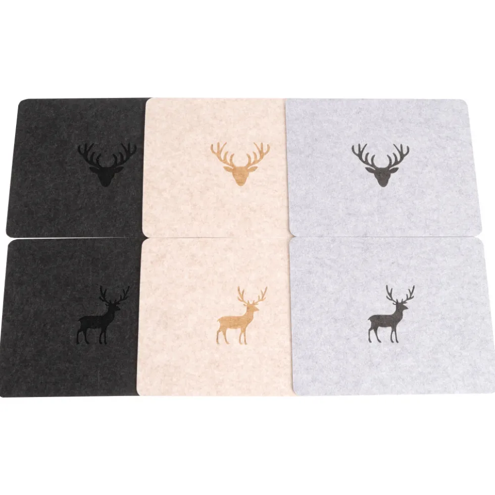 Platzset aus Filz 45 x 35 cm mit Hirsch-Motiv in verschiedenen Farben