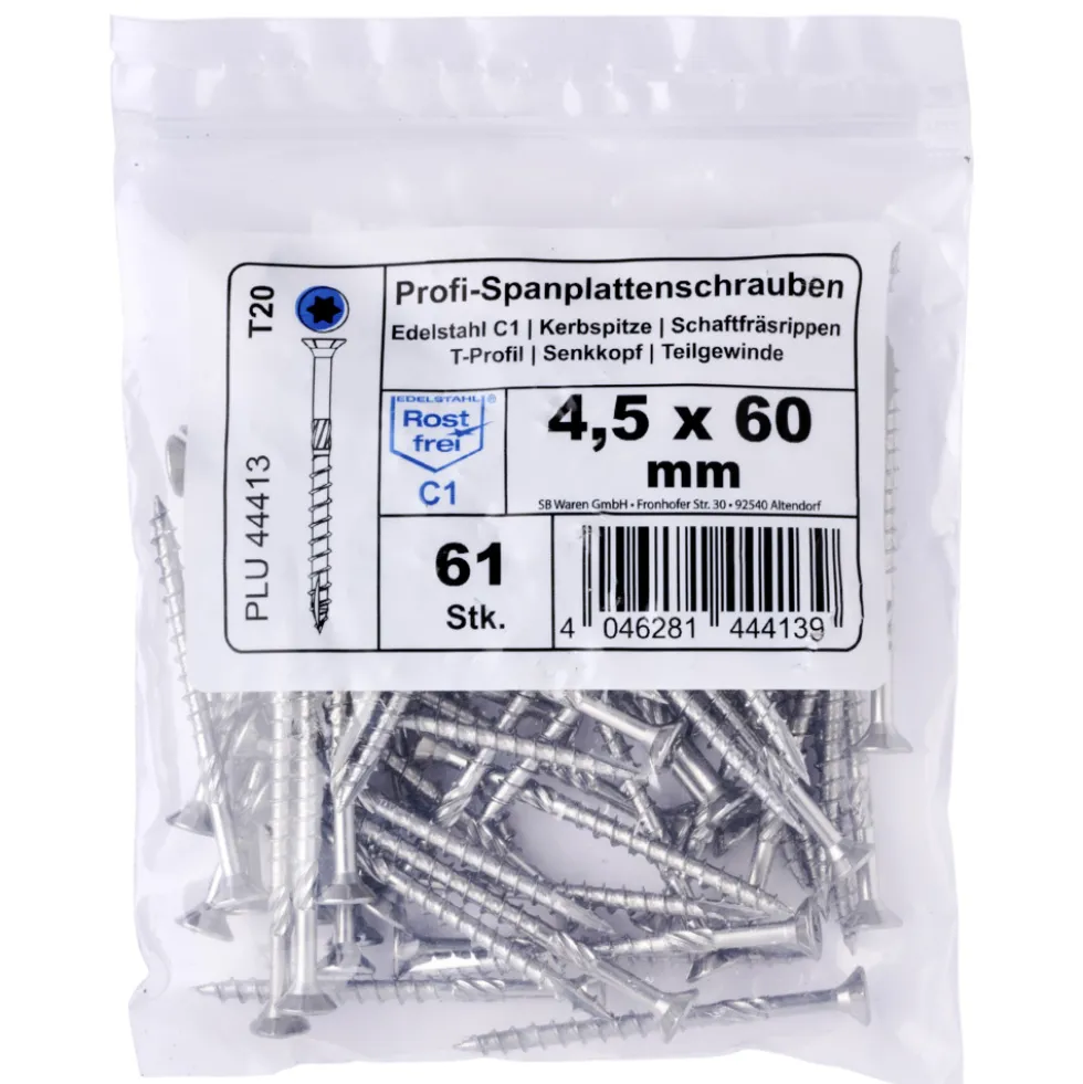 Profi-Spanplattenschrauben 4,5x60 mm TG IVZ C1 Senkkopf Vorteilspack
