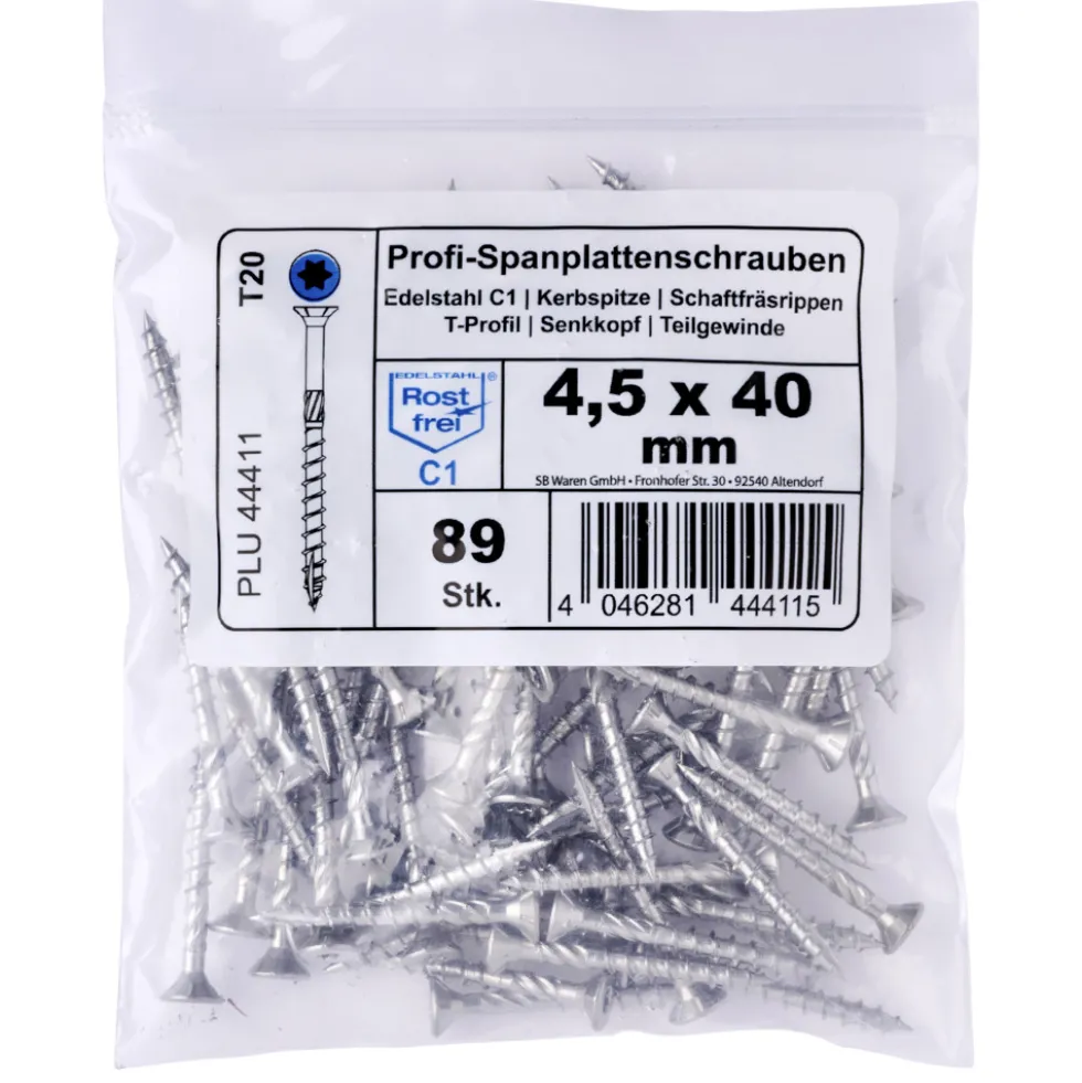 Profi-Spanplattenschrauben 4,5x40 mm TG IVZ C1 Senkkopf Vorteilspack