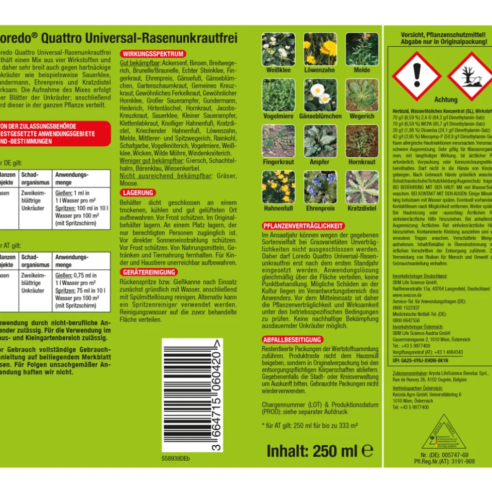 Protect Garden® Loredo® Quattro Universal-Rasenunkrautfrei 250 ml