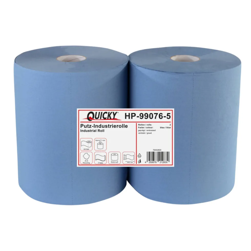 Putztuchrolle 2-lagig 33x36 cm 500 Blatt 2er-Pack blau
