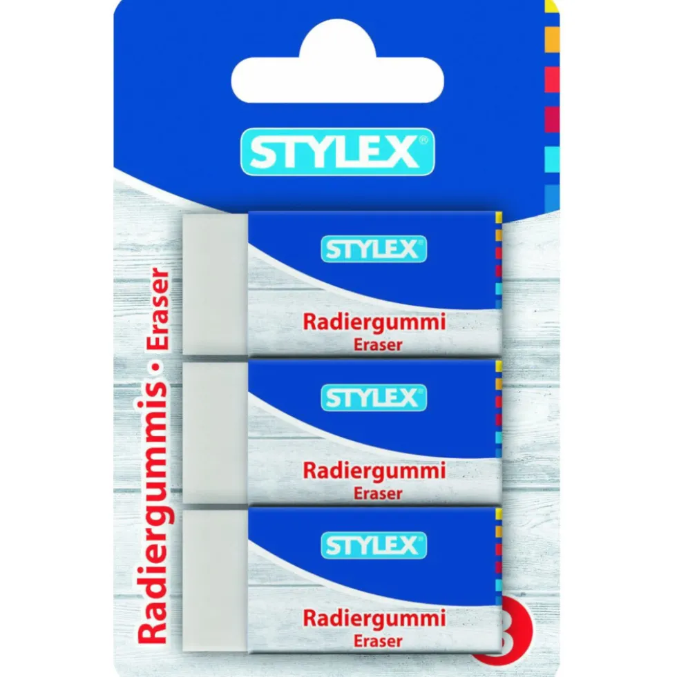 Radiergummi weiß 3 Stück mit Pappbanderole