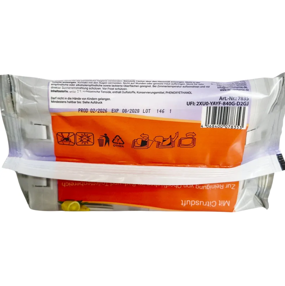 Reinex® Feuchte Bad- und WC-Tücher 30 Stück