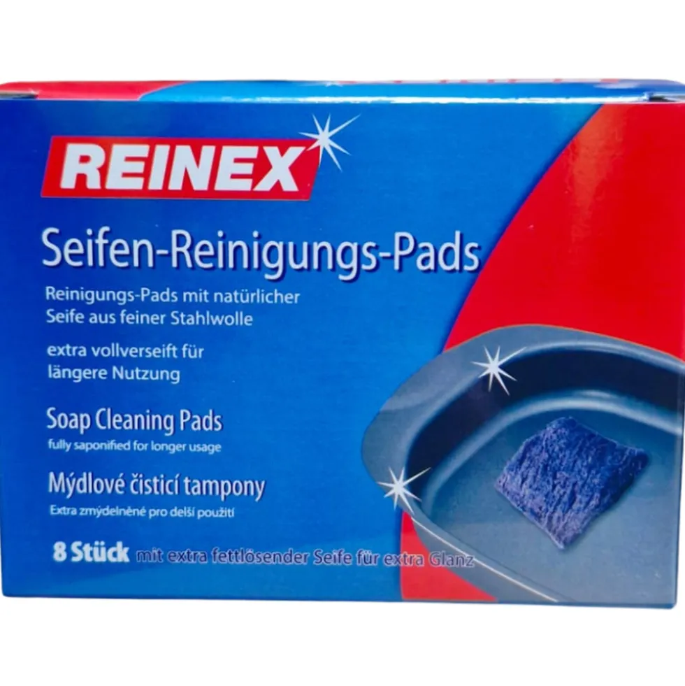 Reinex Reinigungs-Pads Stahlwolle mit Seife 8 Stück