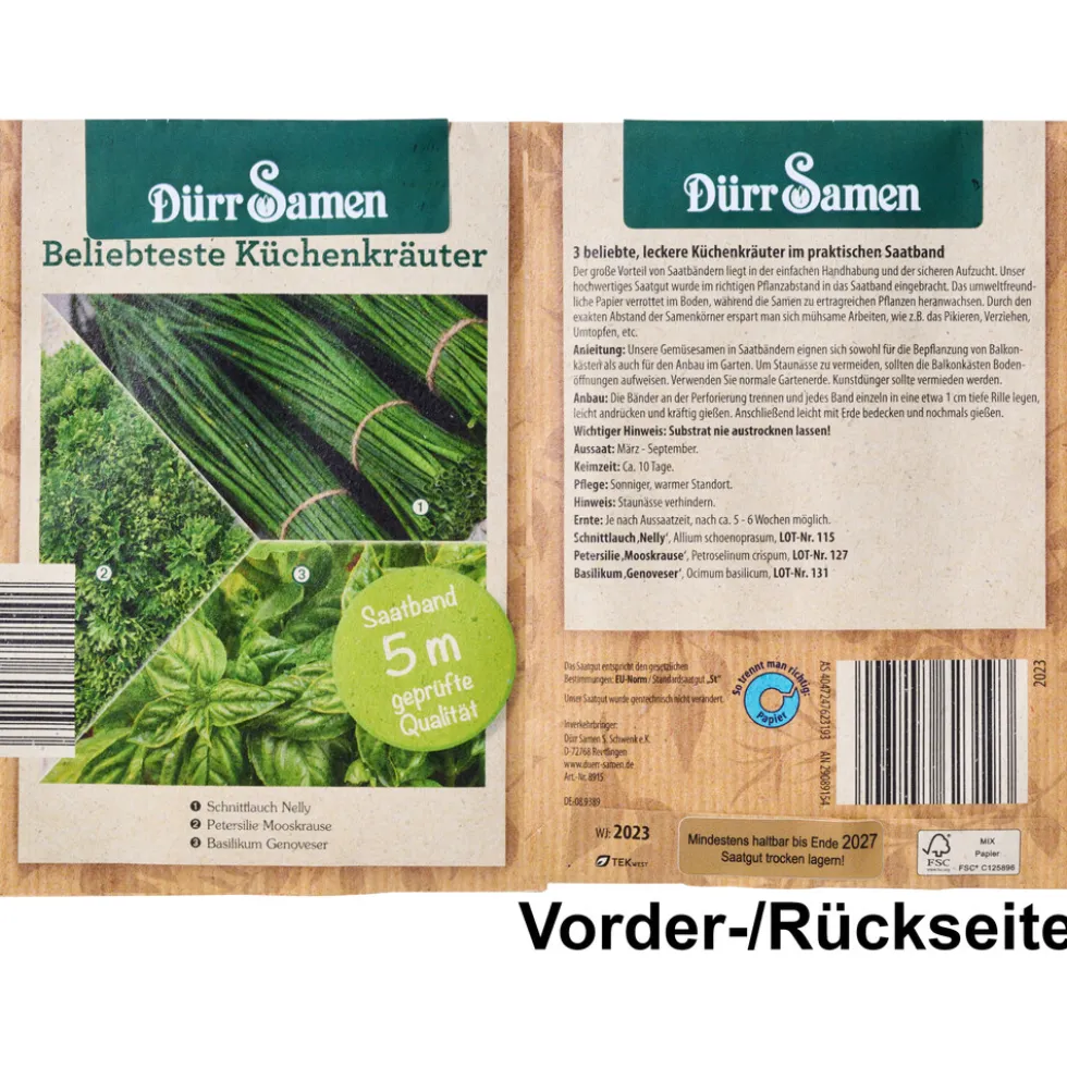 Saatband 3 Stück / Saatscheiben 5 Stück, sortiert