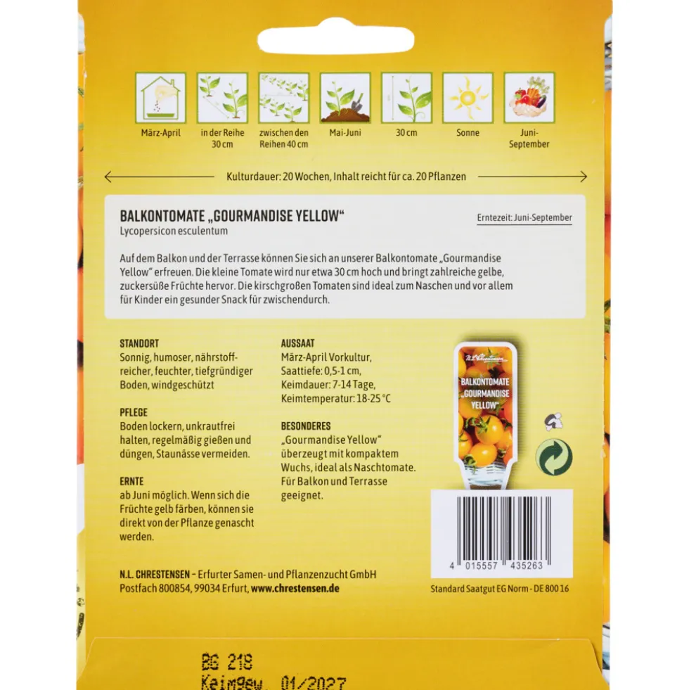 Saatgut Balkontomate Gourmandise Yellow