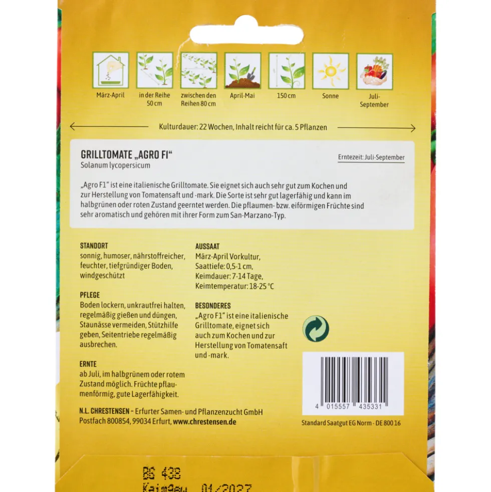 Saatgut Grilltomate Agro F1 für ca. 5 Pflanzen