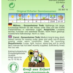Saatgut Speisemöhre ca. 12 – 15 laufende Meter