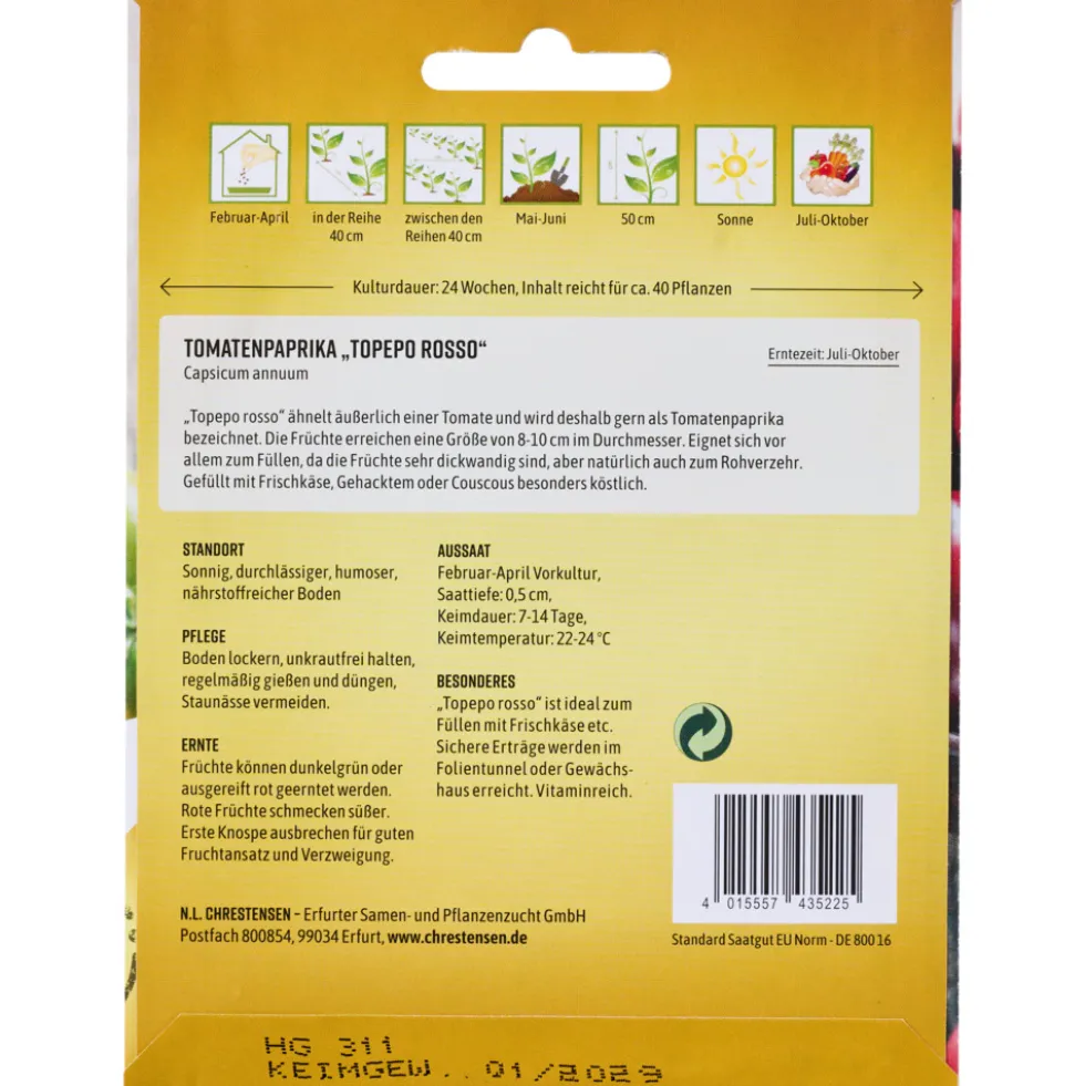 Saatgut Tomatenpaprika Topepo rosso