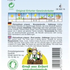 Saatgut Wurzelpetersilie ca. 10–12 laufende Meter