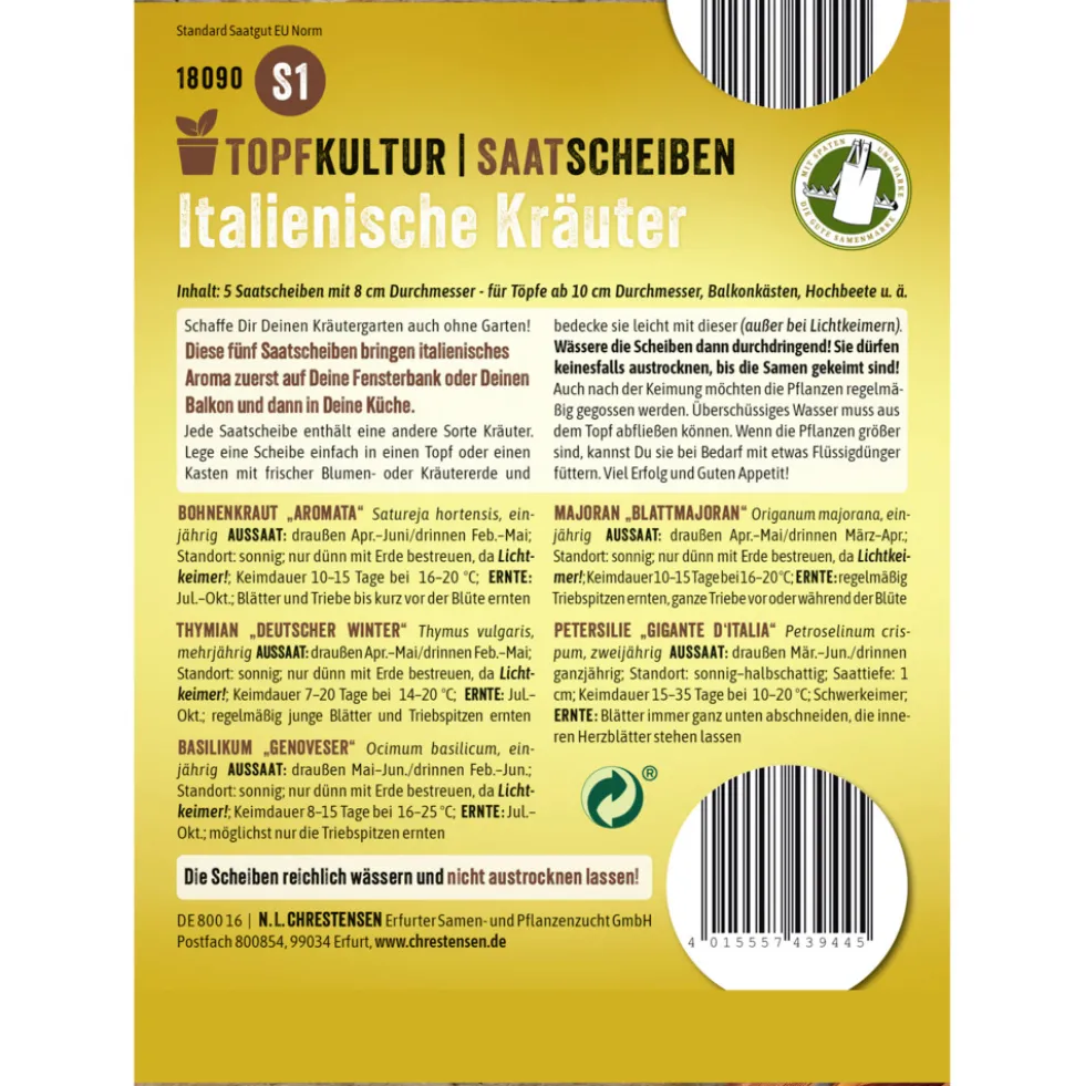 Saatscheiben Italienische-Kräuter-Mix 5 Scheiben