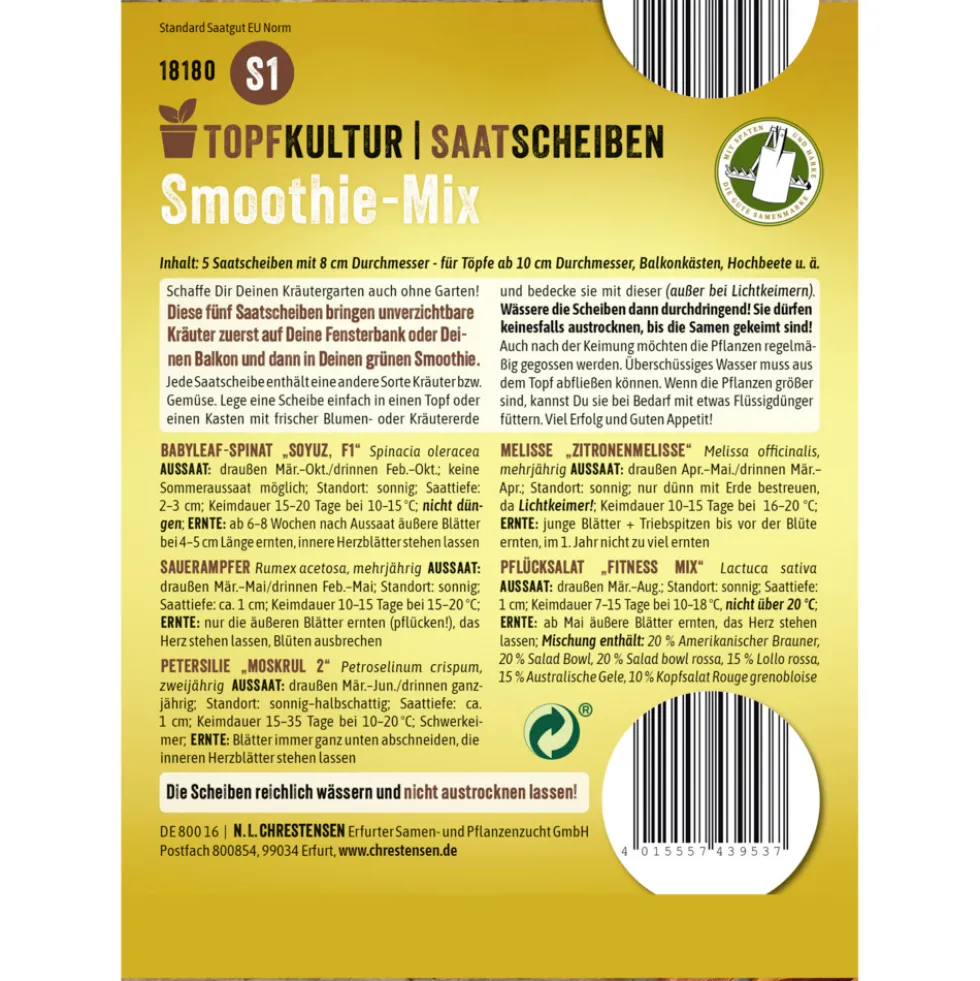 Saatscheiben Smoothie-Kräuter-Mix 5 Scheiben