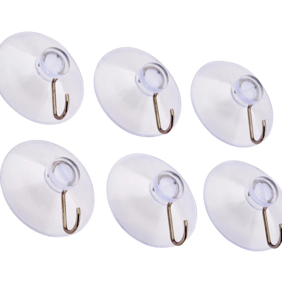 Saugnapf-Set 6-teilig transparent mit Haken