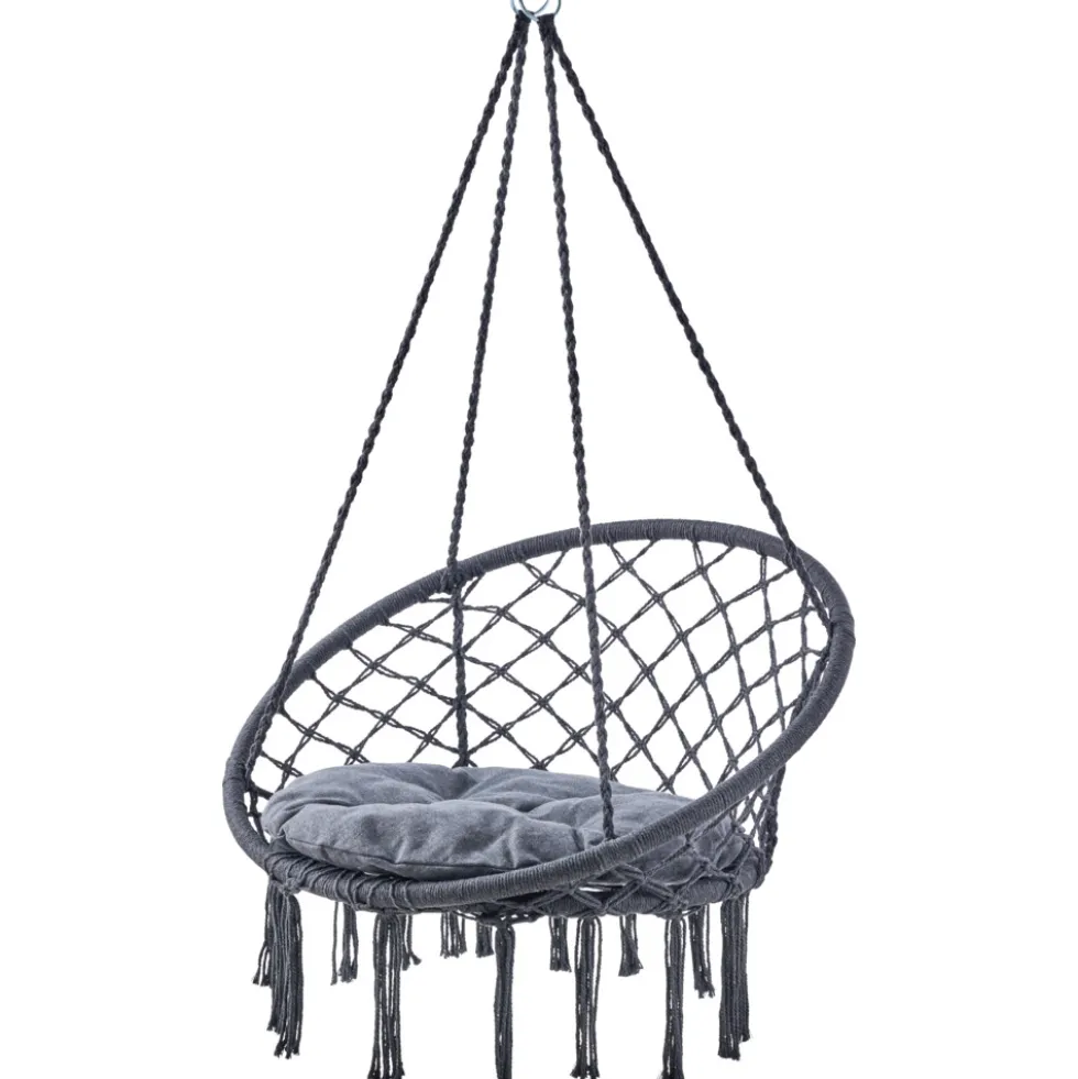 Schaukel-Hängesessel mit Sitzkissen und Befestigungsmaterial