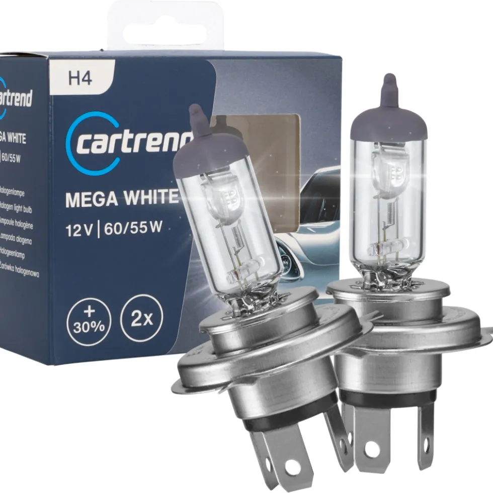 Scheinwerferlampe H4 Mega White 12V 60/55W P43T, 2 Stück