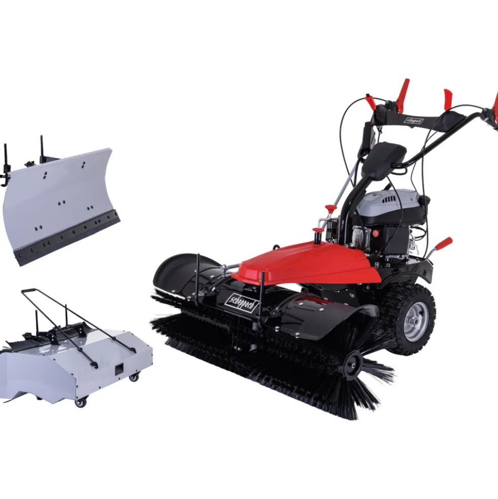 Scheppach Benzin-Kehrmaschine SC2200PE mit Sammelbehälter und Schneeschild