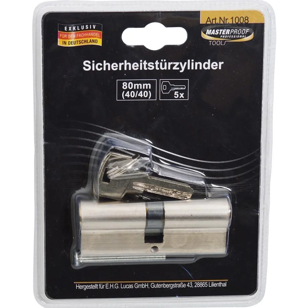 Schließzylinder Profilzylinder 80 mm, 40/40 mit 5 Schlüsseln