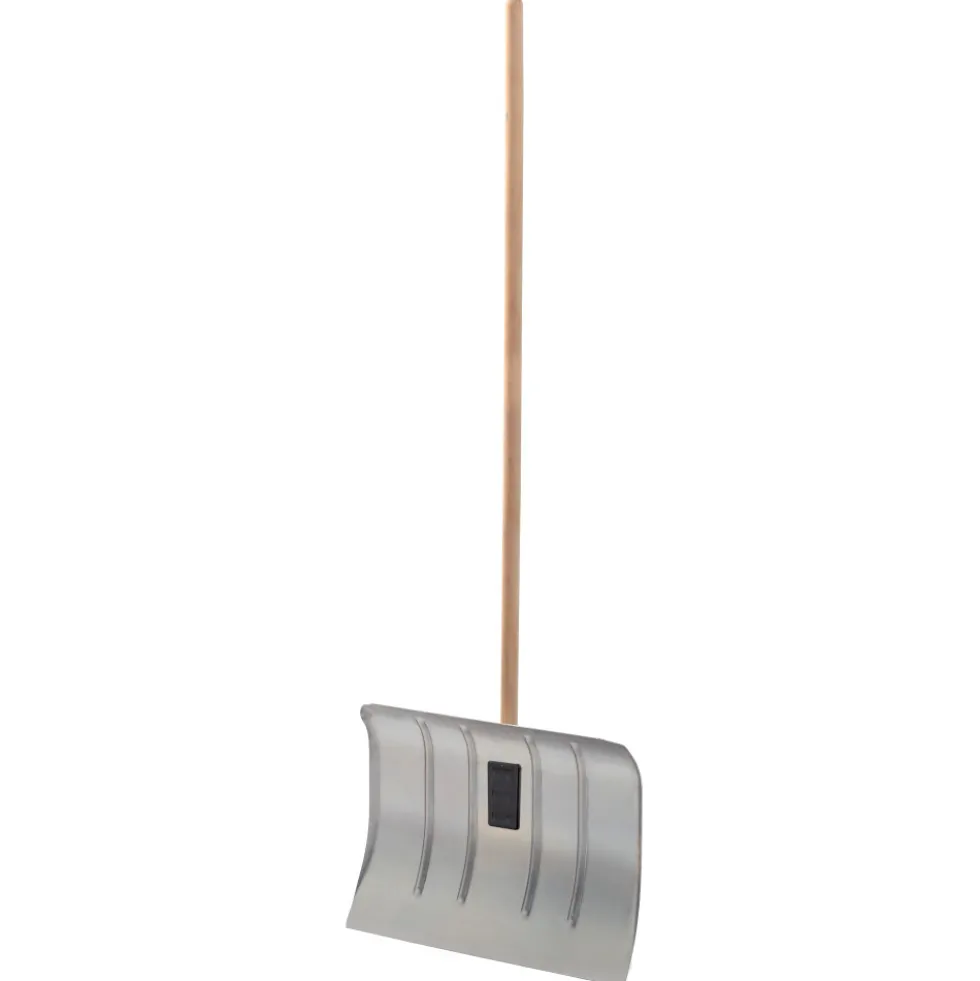 Schneeschieber 50 cm aus Aluminium mit Holzstiel