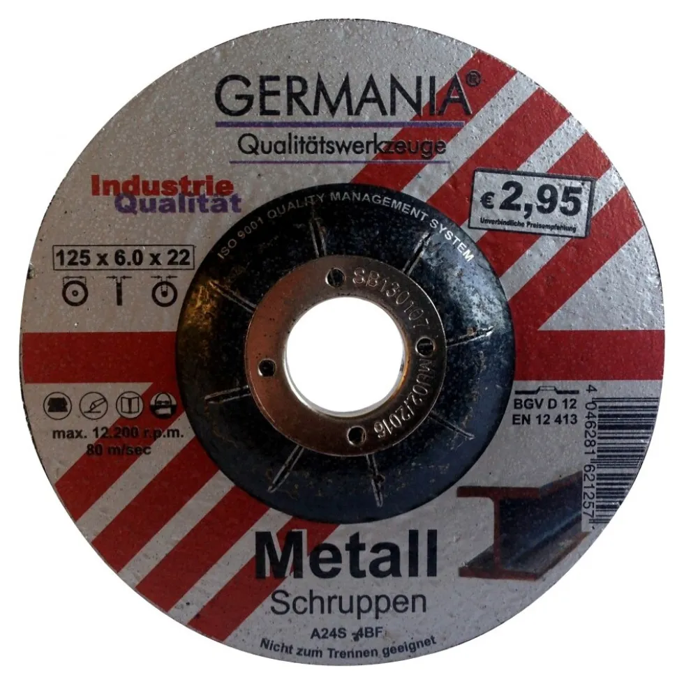 Schruppscheibe Metall 125x6,0 bombiert Industriequalität Schleifscheibe
