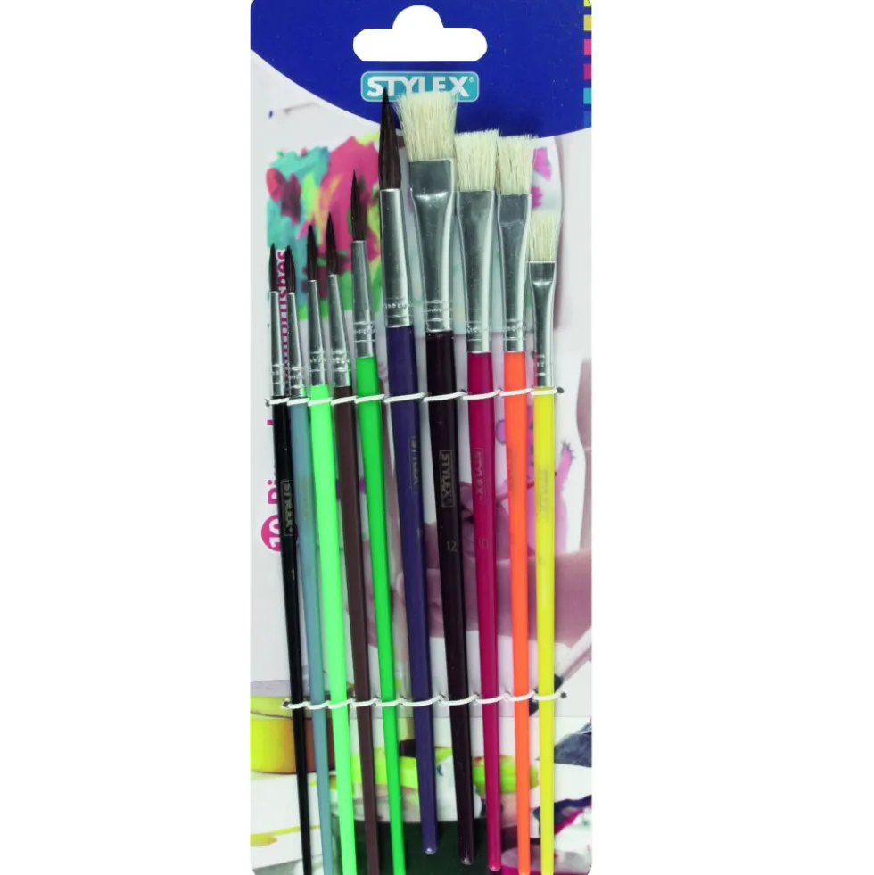 Schul-Malpinsel-Set 10-teilig, mit Borsten- und Aquarellpinsel