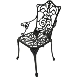 Sessel mit Armlehnen 58 x 90 x 58 cm Aluguss Antik-Grau