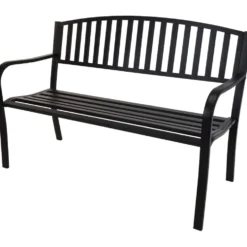 Sitzbank 127 x 50 x 85 cm aus Metall in Schwarz
