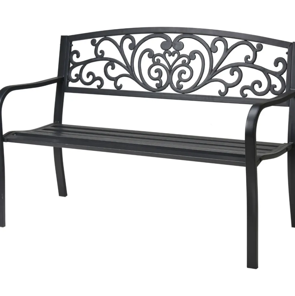 Sitzbank 127x60x85 cm aus Metall in Schwarz