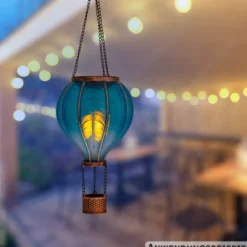 Solar-LED-Heißluftballon blau 46,5 cm