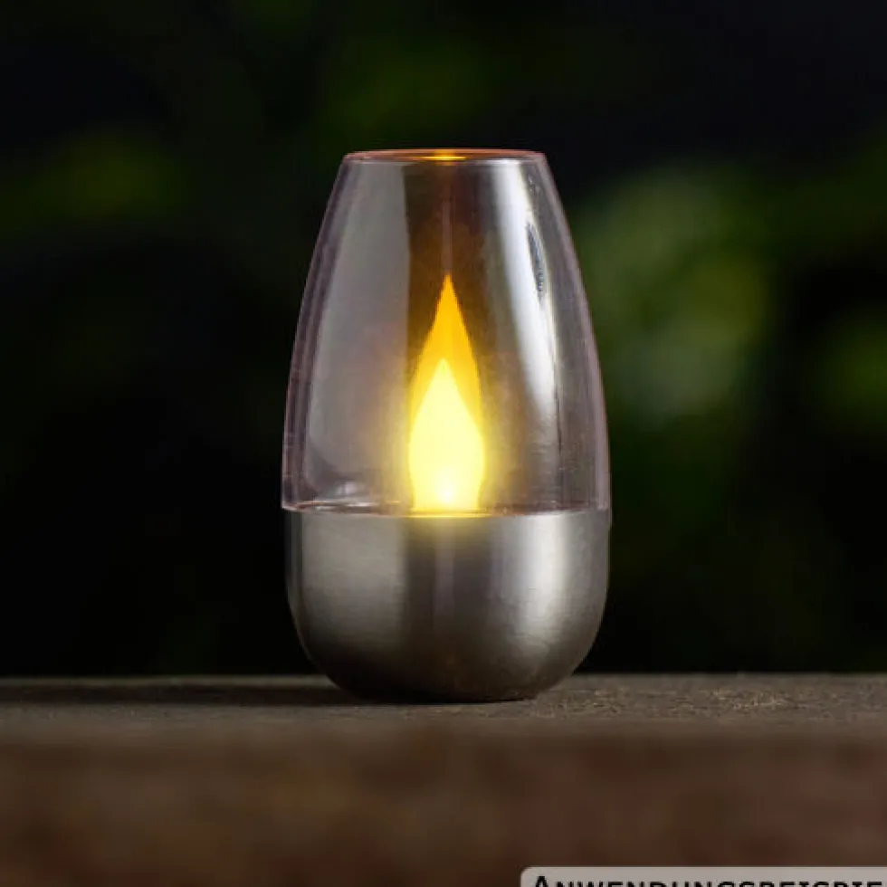 Solar-LED-Windlicht 6 cm aus Edelstahl