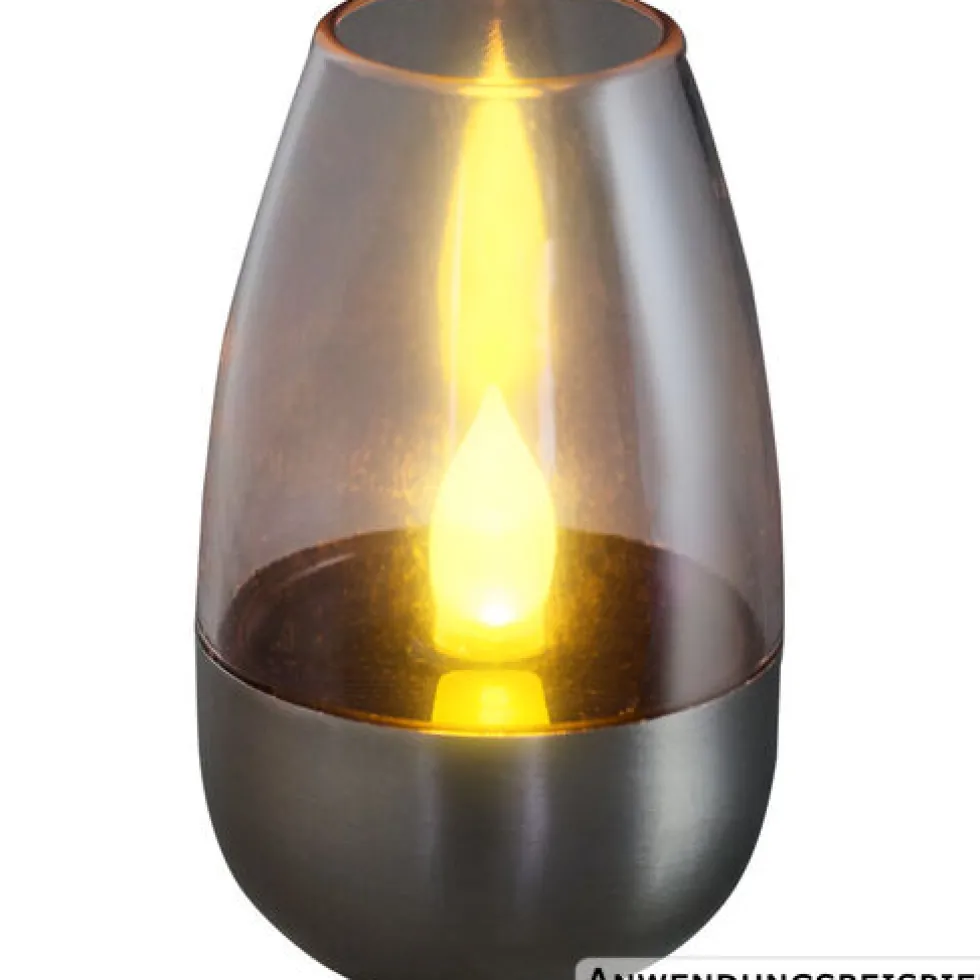 Solar-LED-Windlicht 6 cm aus Edelstahl