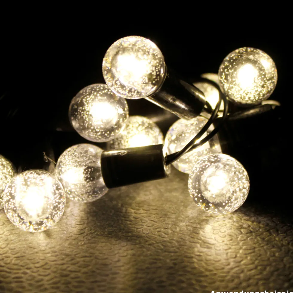 Solar-Party-Lichterkette, 2,35 m, mit 10 warmweißen Lämpchen